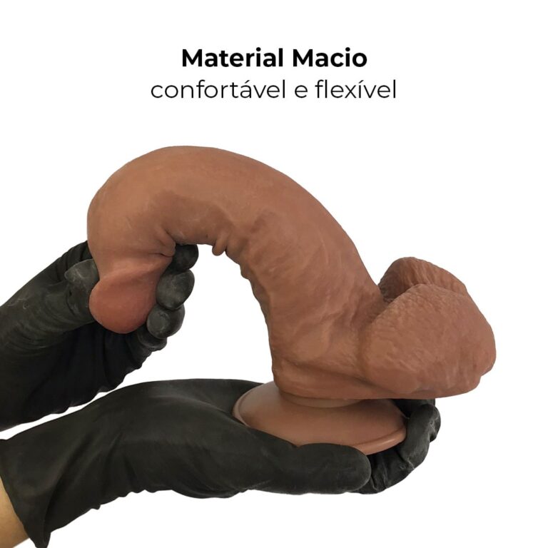 Pênis Realista Grande 20,5cm x 4,5cm Dupla Camada (Pele que estica) Com vértebra Marrom - Imagem 6