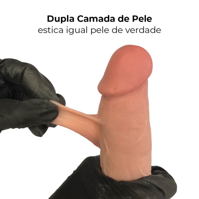Pênis Realista Grande 20cm x 4,5cm Dupla Camada (Pele que estica) Com vértebra Bege - Imagem 3