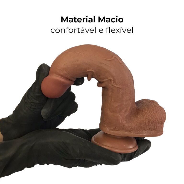 Pênis Realista Grande 20cm x 4,5cm Dupla Camada (Pele que estica) Com vértebra Marrom - Imagem 6