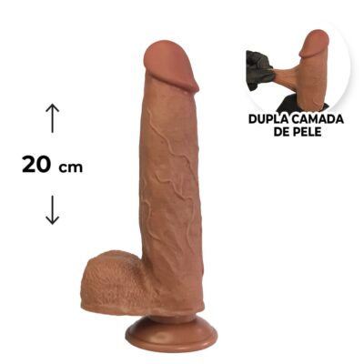 Pênis Realista Grande 20cm x 4,5cm Dupla Camada (Pele que estica) Com vértebra Marrom