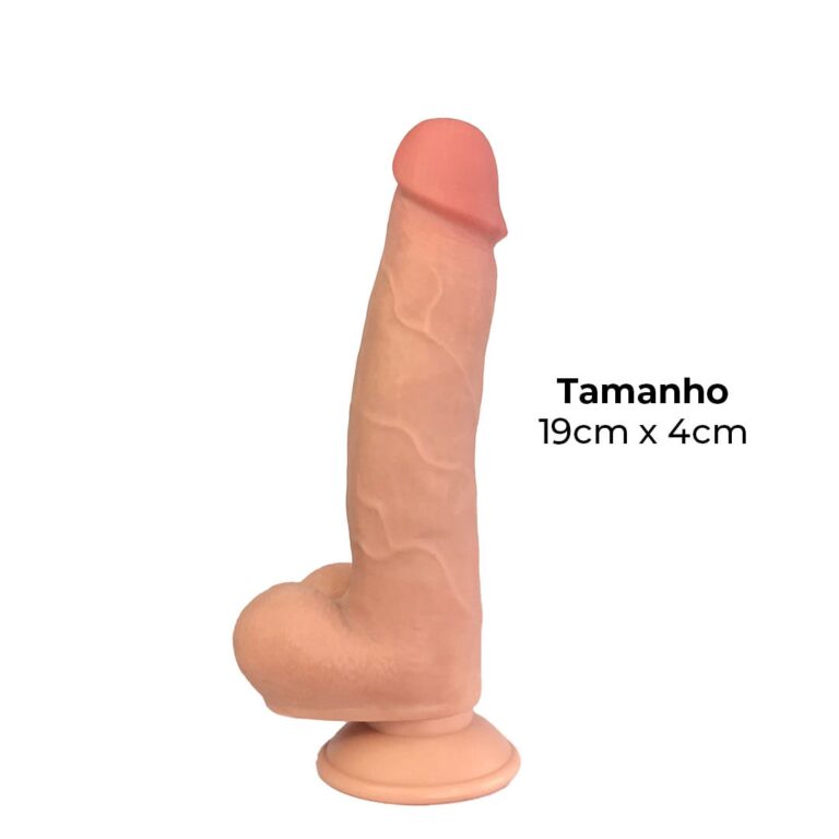 Pênis Realista Grande 19cm x 4cm Dupla Camada (Pele que estica) Com vértebra Bege - Imagem 7