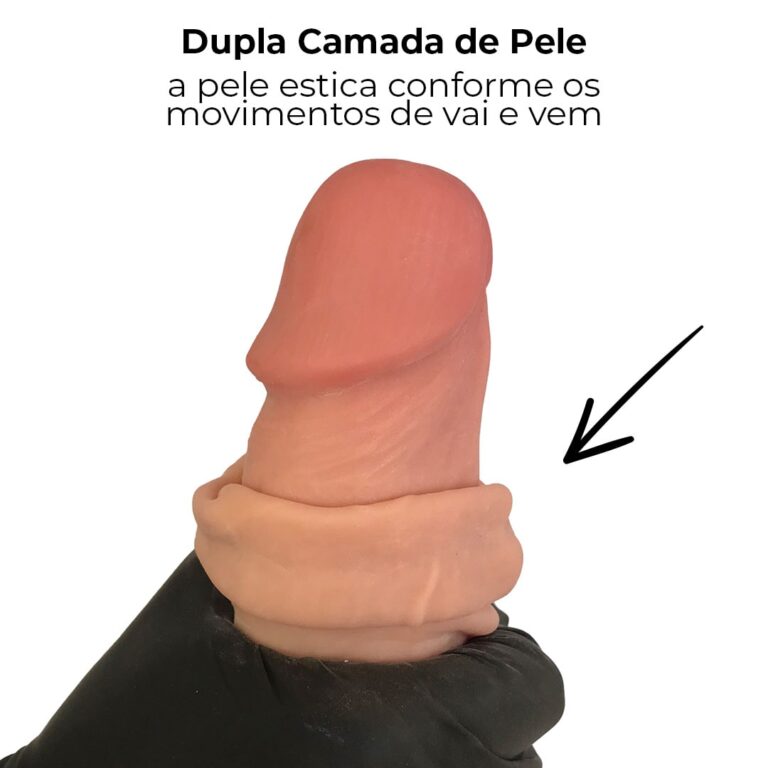 Pênis Realista Grande 19cm x 4cm Dupla Camada (Pele que estica) Com vértebra Bege - Imagem 4