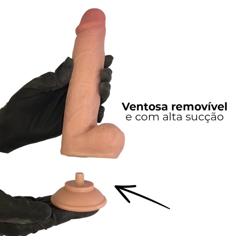 Pênis Realista Grande 19cm x 4cm Dupla Camada (Pele que estica) Com vértebra Bege - Imagem 11