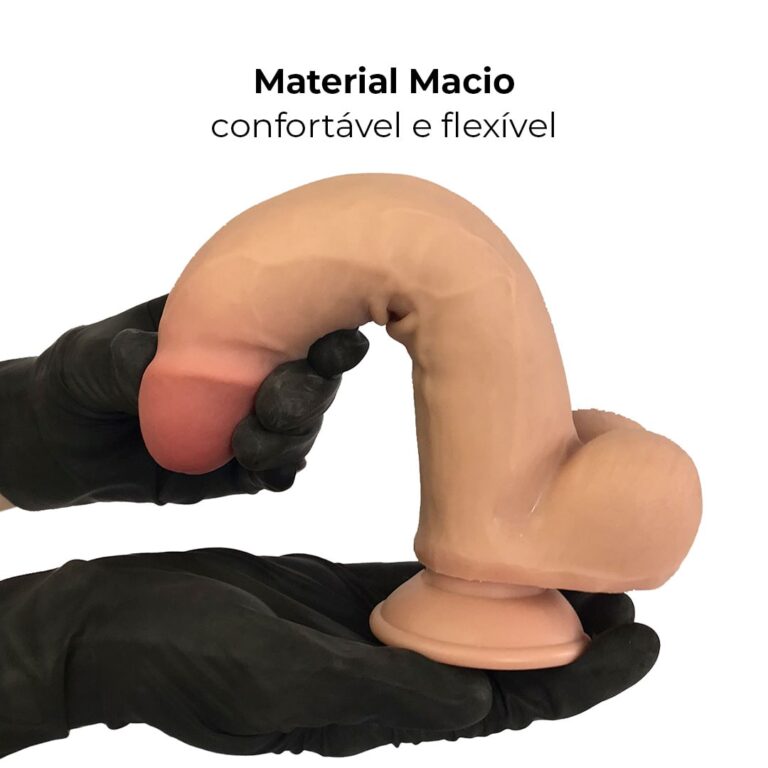 Pênis Realista Grande 21cm x 4,5cm Dupla Camada (Pele que estica) Com vértebra Bege - Imagem 6