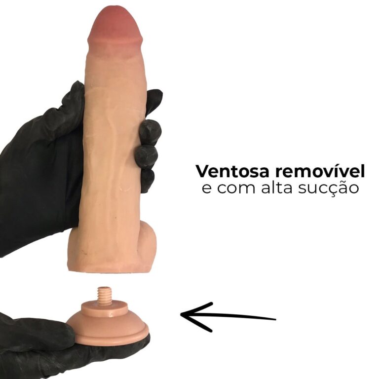 Pênis Realista Grande 21cm x 4,5cm Dupla Camada (Pele que estica) Com vértebra Bege - Imagem 11