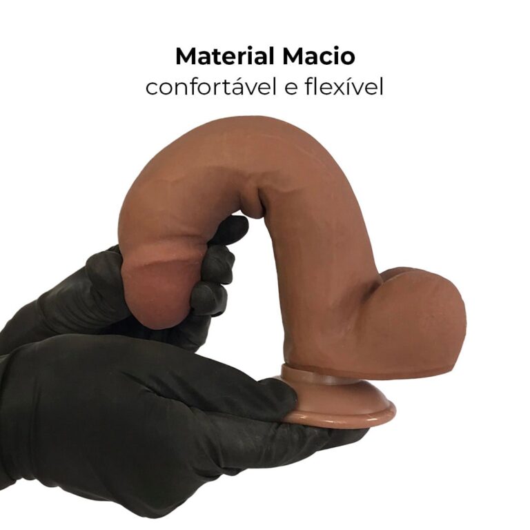 Pênis Realista Grande 21cm x 4,5cm Dupla Camada (Pele que estica) Com vértebra Marrom - Imagem 6