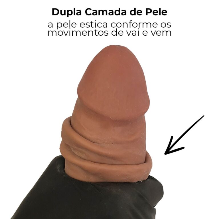 Pênis Realista Grande 21cm x 4,5cm Dupla Camada (Pele que estica) Com vértebra Marrom - Imagem 4
