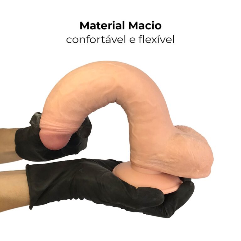 Pênis Realista Grande 25cm x 5,5cm Dupla Camada (Pele que estica) Com vértebra Bege - Imagem 6