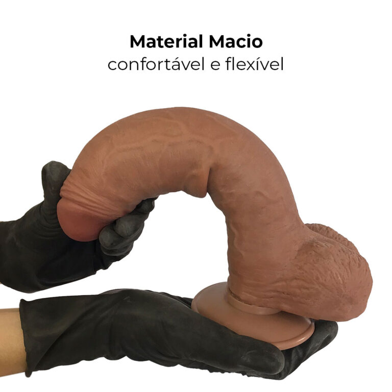 Pênis Realista Grande 25cm x 5,5cm Dupla Camada (Pele que estica) Com vértebra Marrom - Imagem 7