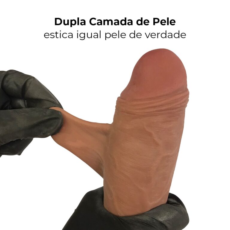 Pênis Realista Grande 25cm x 5,5cm Dupla Camada (Pele que estica) Com vértebra Marrom - Imagem 3
