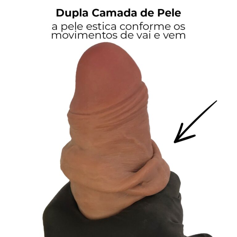 Pênis Realista Grande 25cm x 5,5cm Dupla Camada (Pele que estica) Com vértebra Marrom - Imagem 5