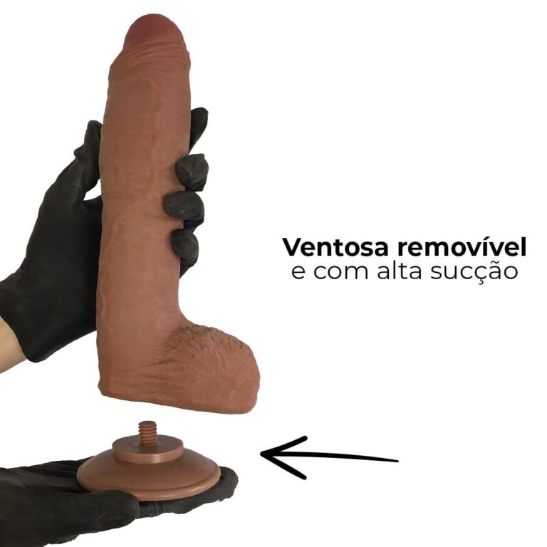 Pênis Realista Grande 25cm x 5,5cm Dupla Camada (Pele que estica) Com vértebra Marrom - Imagem 12