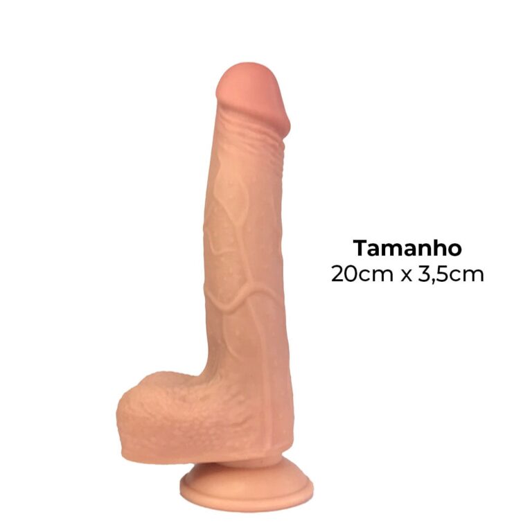 Pênis Realista Grande 20cm x 3,5cm Dupla Camada (Pele que estica) Com vértebra Bege - Imagem 7