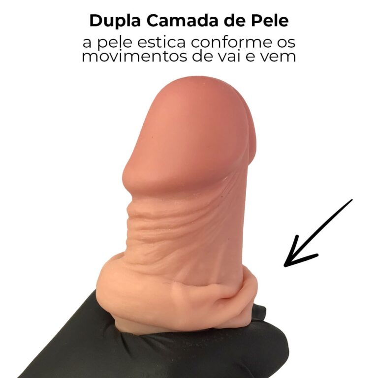 Pênis Realista Grande 20cm x 3,5cm Dupla Camada (Pele que estica) Com vértebra Bege - Imagem 4