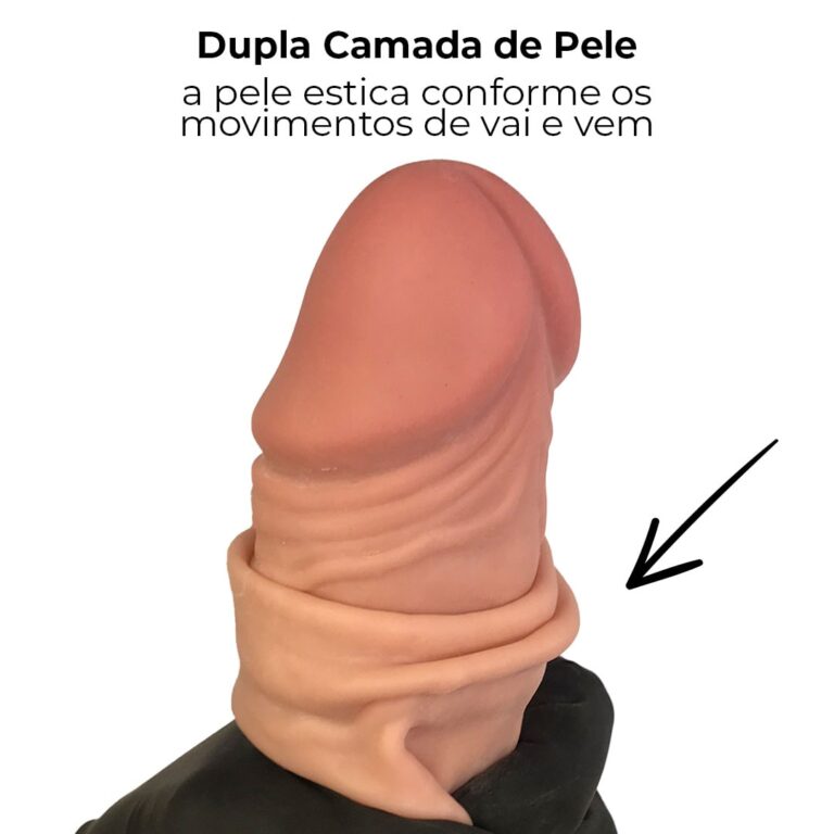 Pênis Realista Grande 28,5cm x 5cm Dupla Camada (Pele que estica) Com vértebra Bege - Imagem 4