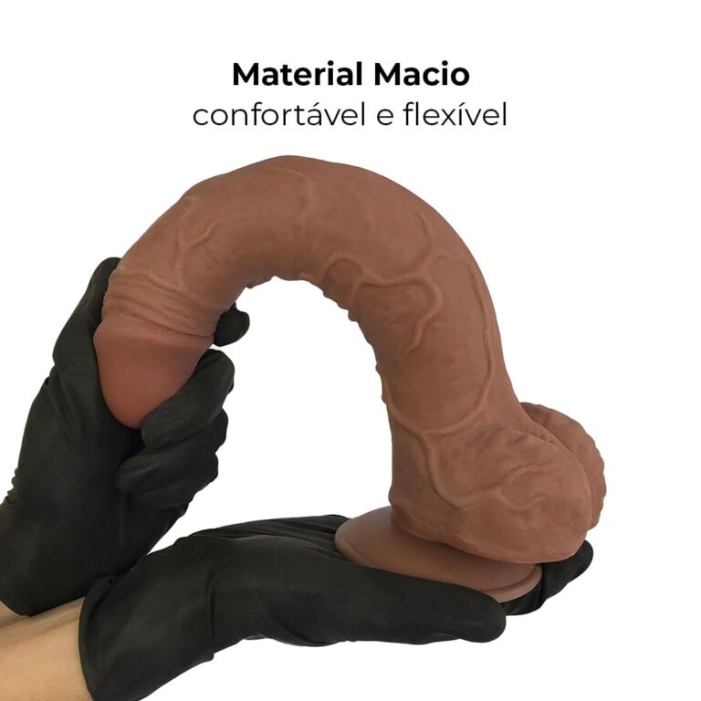 Pênis Realista Grande 28,5cm x 5cm Dupla Camada (Pele que estica) Com vértebra Marrom - Imagem 6