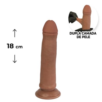 Pênis Realista Grande 18cm x 3,5cm Dupla Camada (Pele que estica) Com vértebra Marrom