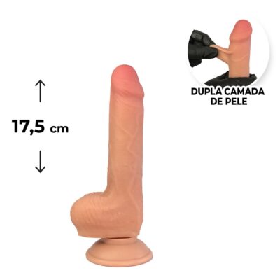 Pênis Realista Médio 17,5cm x 3cm Dupla Camada (Pele que estica) Com vértebra Bege