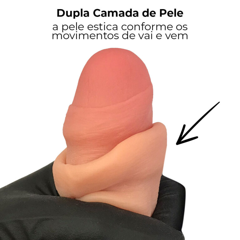 Pênis Realista Médio 17,5cm x 3cm Dupla Camada (Pele que estica) Com vértebra Bege - Imagem 4