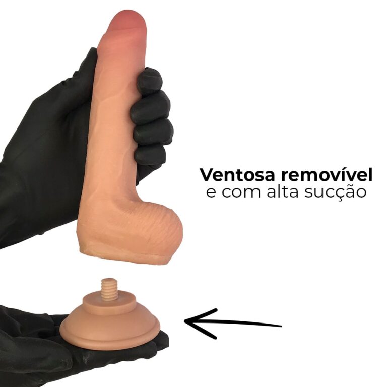 Pênis Realista Médio 17,5cm x 3cm Dupla Camada (Pele que estica) Com vértebra Bege - Imagem 11