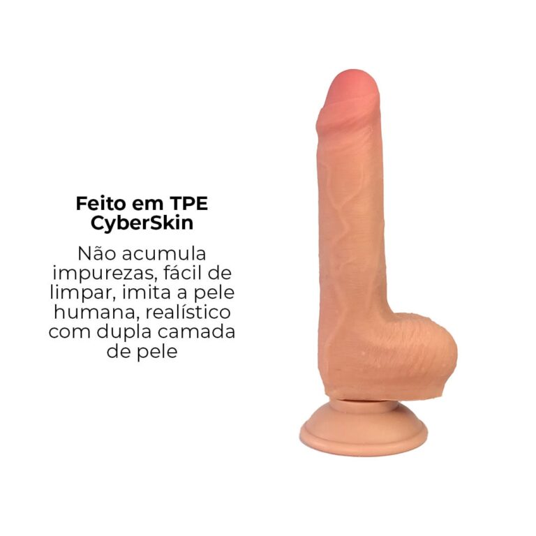 Pênis Realista Médio 17,5cm x 3cm Dupla Camada (Pele que estica) Com vértebra Bege - Imagem 12
