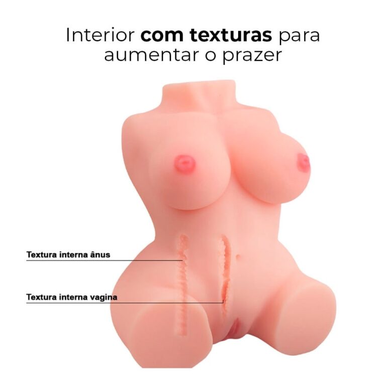 Masturbador masculino seios, vagina e ânus, túnel interno texturizado 27cm x 21cm - Imagem 4
