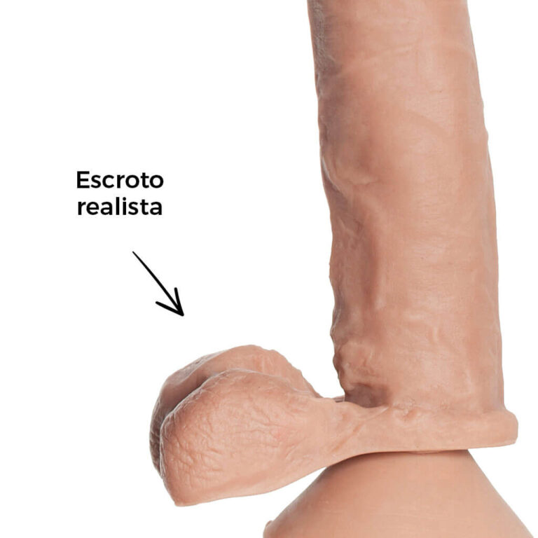 Pênis Grande 19,5cm x 4cm Recarregável com Vibração e Controle Remoto Realista Cyberskin Bege com Ventosa e Escroto - Imagem 13