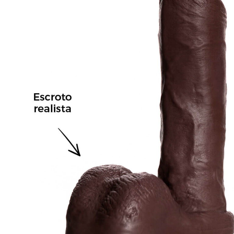 Pênis Grande 19,5cmx 4cm Recarregável com Vibração e Controle Remoto Realista Cyberskin Marrom com Ventosa e Escroto - Imagem 13