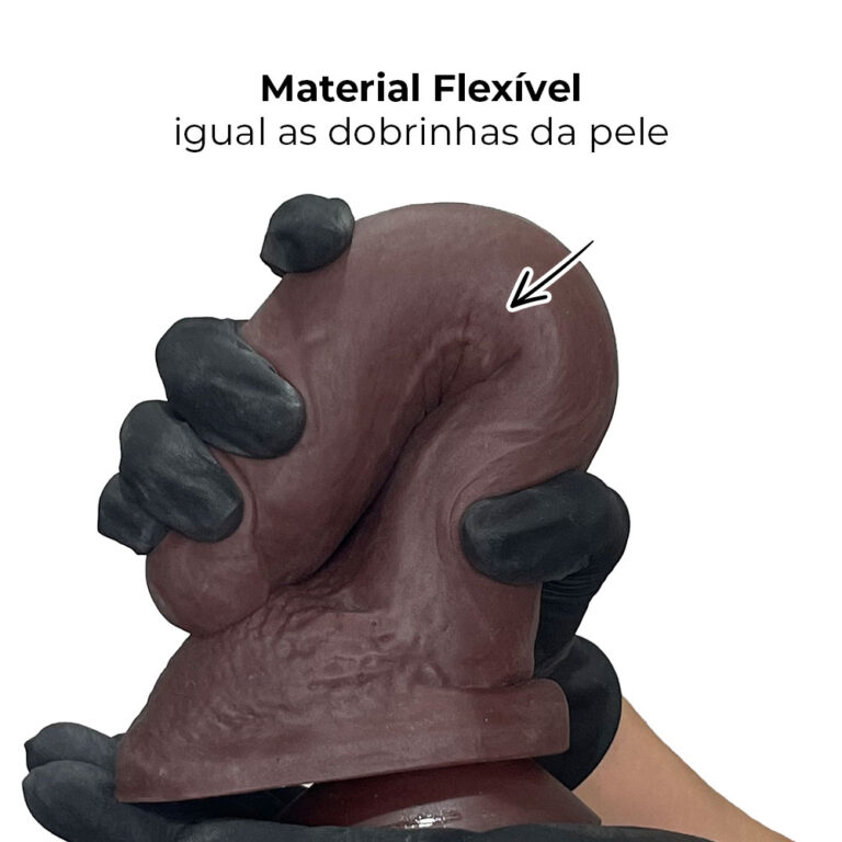 Pênis Grande 22cm x 4,5cm Recarregável com Vibração e Controle Remoto Realista Cyberskin Marrom com Ventosa e Escroto - Imagem 8