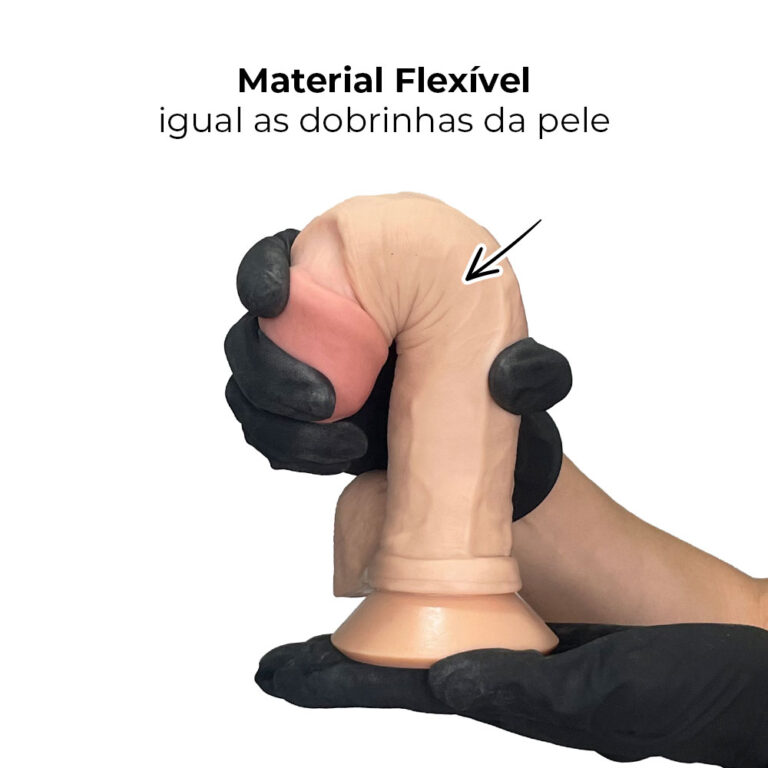 Pênis Grande 19,5cm x 4cm Recarregável com Vibração e Controle Remoto Realista Cyberskin Bege com Ventosa e Escroto - Imagem 8