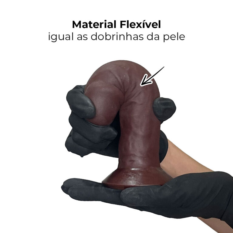 Pênis Grande 17cm x 4,5cm Recarregável com Vibração e Controle Remoto Realista Cyberskin Marrom com Ventosa - Imagem 8