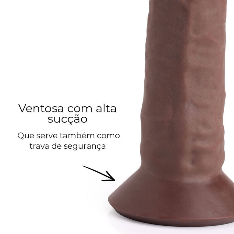 Pênis Grande 17cm x 4,5cm Recarregável com Vibração e Controle Remoto Realista Cyberskin Marrom com Ventosa - Imagem 13