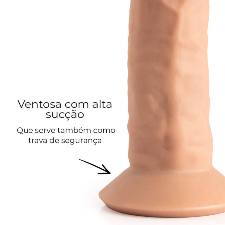 Pênis Grande 17cm x 4,5cm Recarregável com Vibração e Controle Remoto Realista Cyberskin Bege com Ventosa - Imagem 13