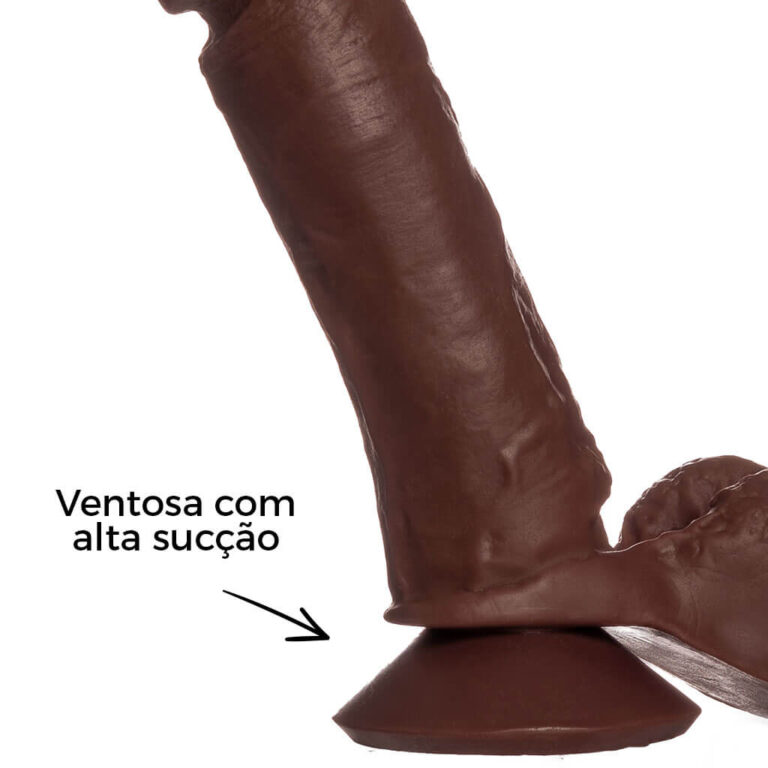 Pênis Grande 19,5cmx 4cm Recarregável com Vibração e Controle Remoto Realista Cyberskin Marrom com Ventosa e Escroto - Imagem 12