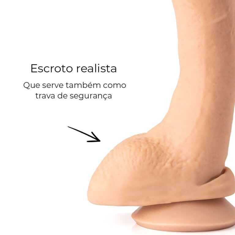 Pênis Grande 22cm x 4,5cm Recarregável com Vibração e Controle Remoto Realista Cyberskin Bege com Ventosa e Escroto - Imagem 13
