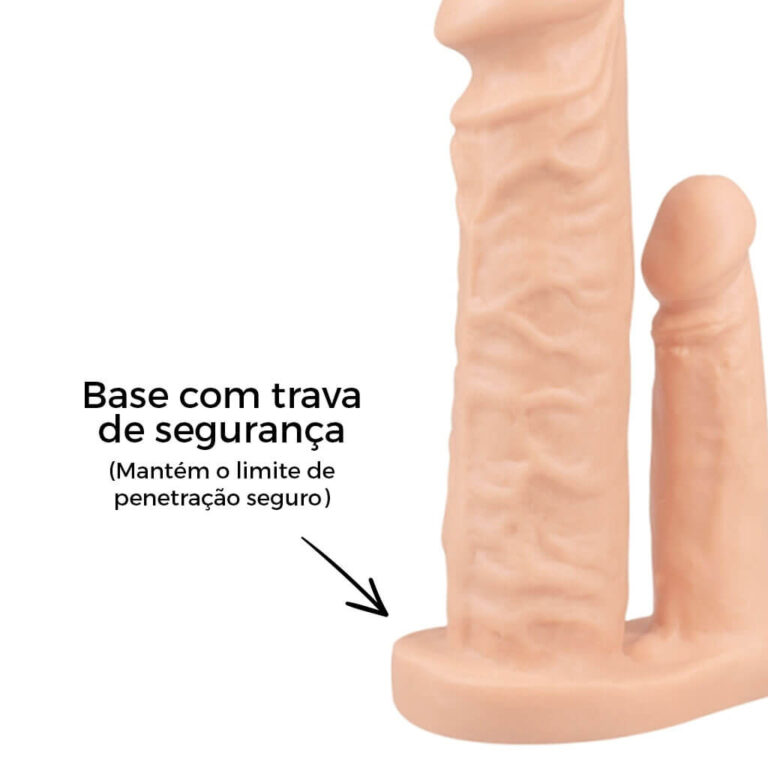 Pênis Médio Dupla Penetração 16cm x 3,5cm e 9,5cm x 2,2cm Bege - Imagem 10