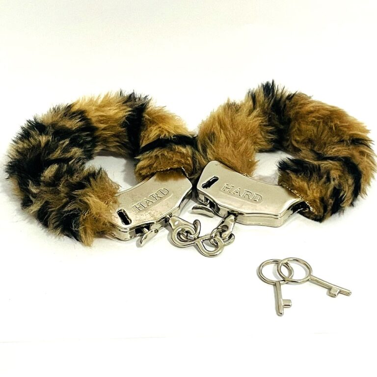 Algema de Metal Cromada com Pelúcia Tigresa e Chave - Imagem 3