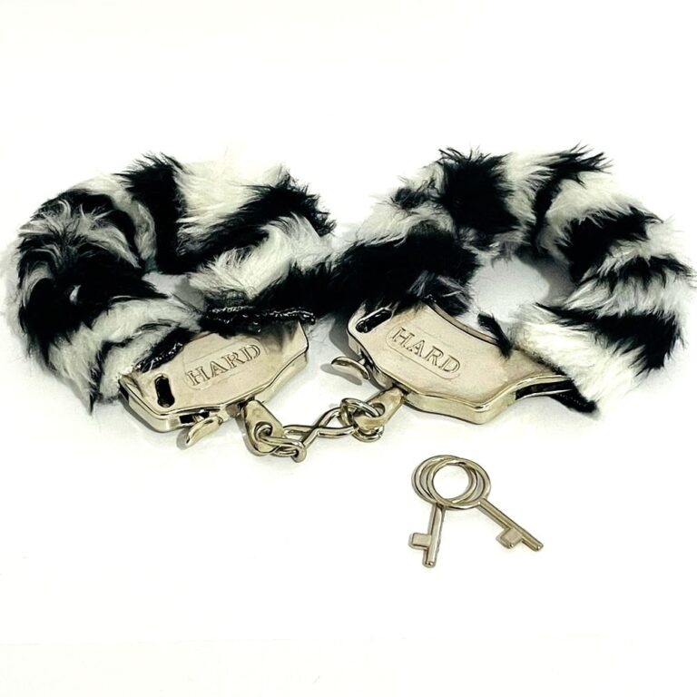 Algema de Metal Cromada com Pelúcia Zebra e Chave - Imagem 5