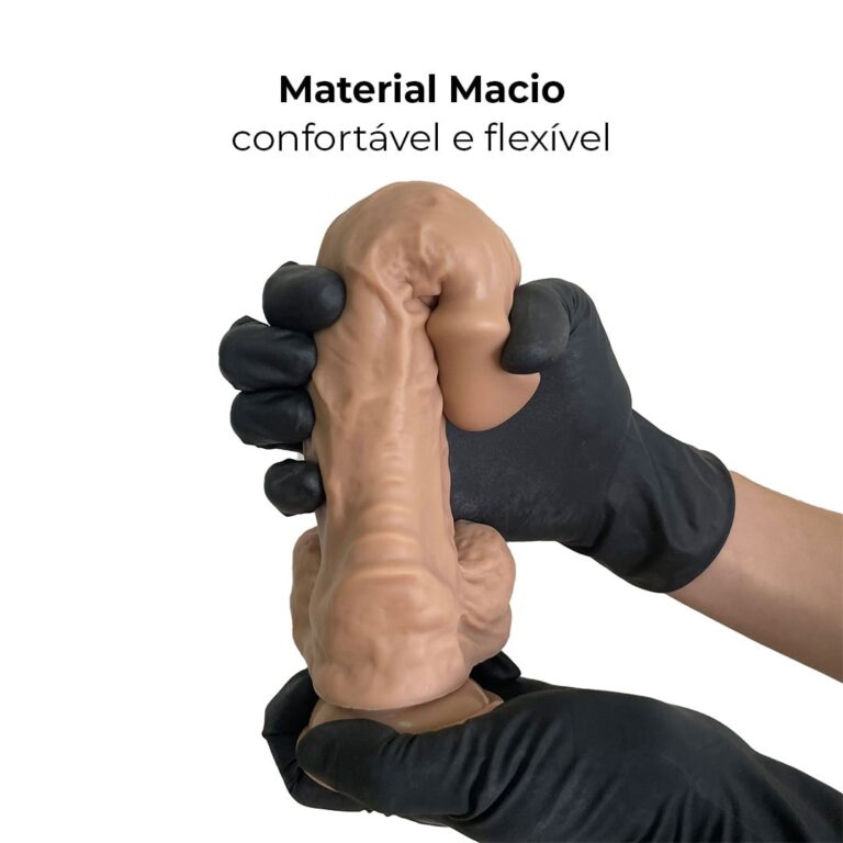 Pênis Grande 19cm x 4cm Recarregável com Vibração e Controle Remoto Realista Cyberskin com Ventosa e Escroto - Imagem 8