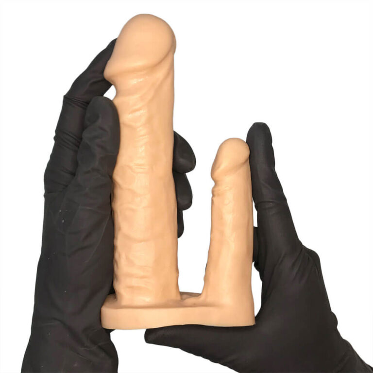 Pênis Médio Dupla Penetração 16cm x 3,5cm e 9,5cm x 2,2cm Bege - Imagem 6