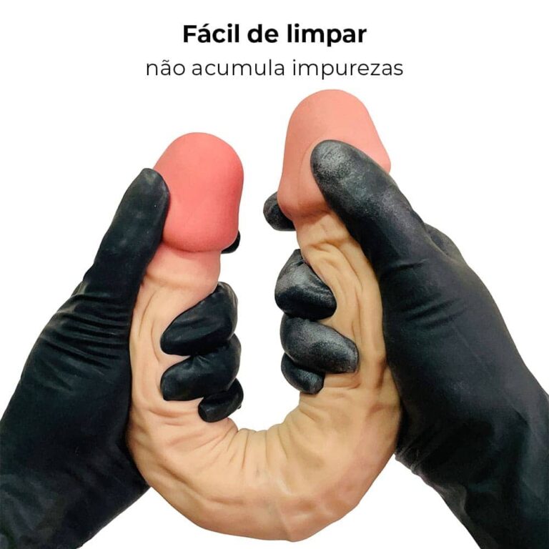 Pênis Duas Pontas / Duas Cabeças 35cmx4cm (17,5cm cada lado) Cyberskin Bege - Imagem 6