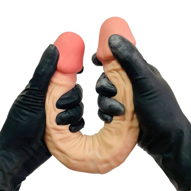 Pênis Duas Pontas / Duas Cabeças 35cmx4cm (17,5cm cada lado) Cyberskin Bege - Imagem 14