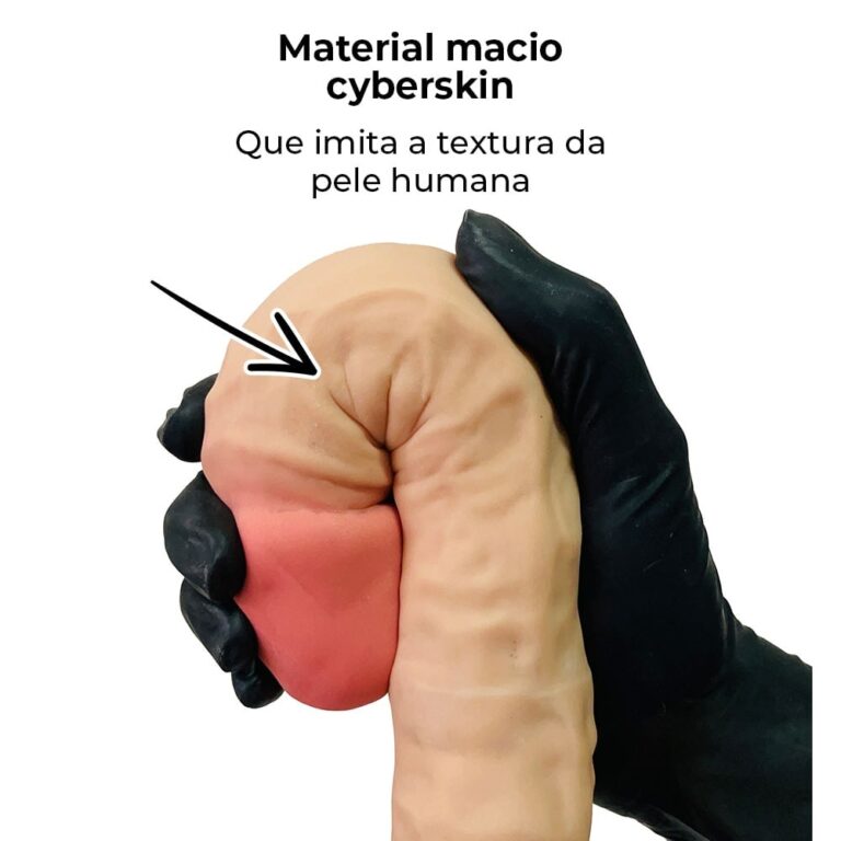 Pênis Duas Pontas / Duas Cabeças 35cmx4cm (17,5cm cada lado) Cyberskin Bege - Imagem 8