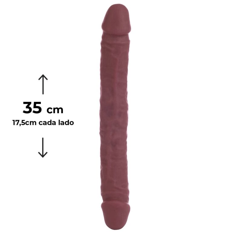 Pênis Duas Pontas / Duas Cabeças 35cmx4cm (17,5cm cada lado) Cyberskin Marrom