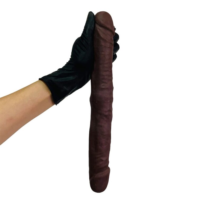Pênis Duas Pontas / Duas Cabeças 35cmx4cm (17,5cm cada lado) Cyberskin Marrom - Imagem 10
