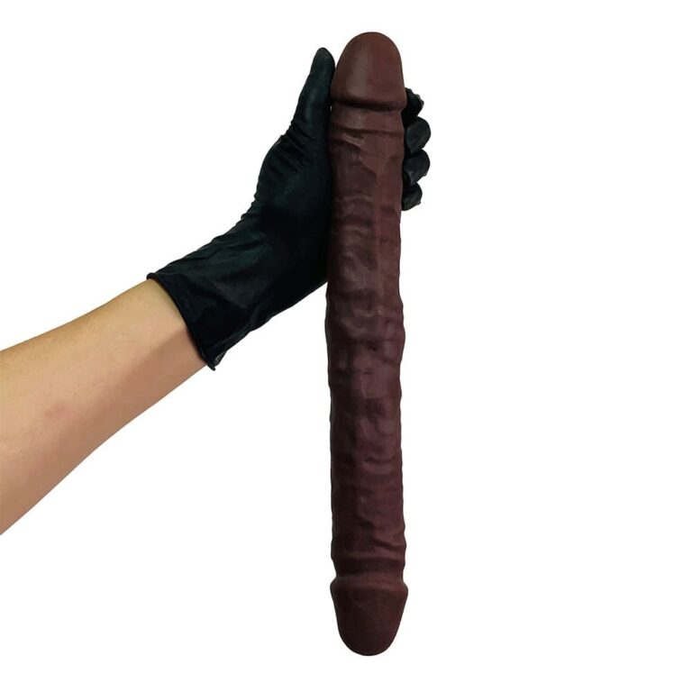 Pênis Duas Pontas / Duas Cabeças 35cmx4cm (17,5cm cada lado) Cyberskin Marrom - Imagem 11