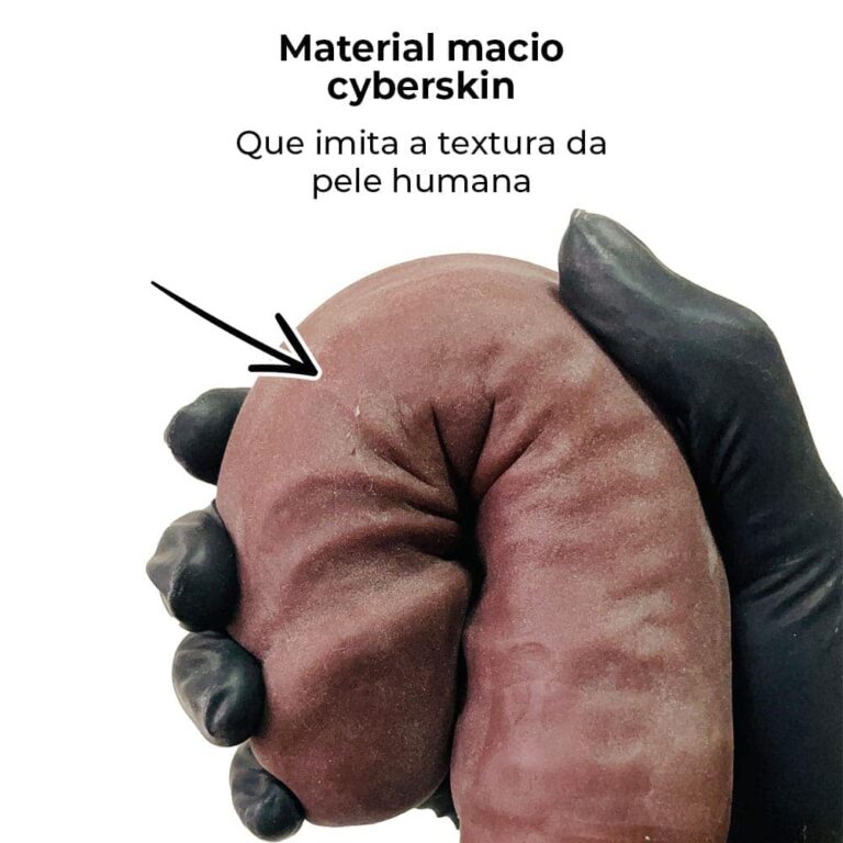 Pênis Duas Pontas / Duas Cabeças 35cmx4cm (17,5cm cada lado) Cyberskin Marrom - Imagem 8