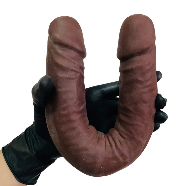 Pênis Duas Pontas / Duas Cabeças 35cmx4cm (17,5cm cada lado) Cyberskin Marrom - Imagem 15