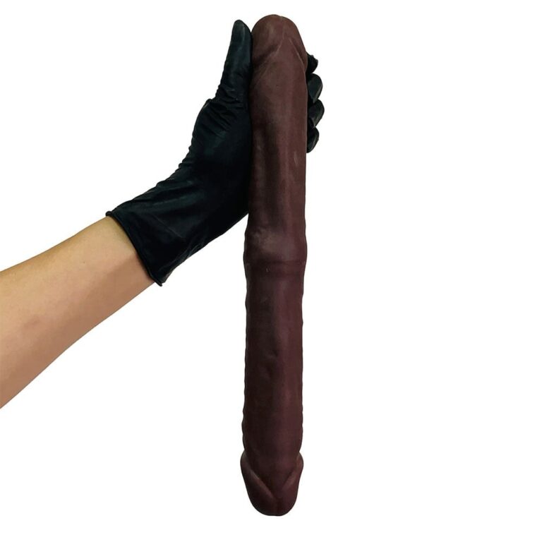 Pênis Duas Pontas / Duas Cabeças 35cmx4cm (17,5cm cada lado) Cyberskin Marrom - Imagem 9