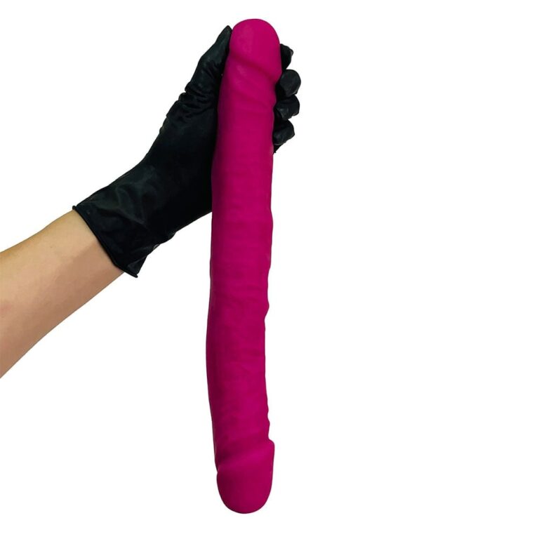 Pênis Duas Pontas / Duas Cabeças 35cmx4cm (17,5cm cada lado) Cyberskin Rosa - Imagem 11